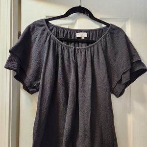 Madewell Black short sleeve tee, tiered sleeve, size Medium